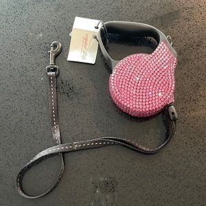 Pink Crystal retractable dog leash